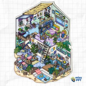 Tropical Villa 3D Sticker Set_Miss PPT